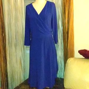 Lauren faux wrap Royal blue dress
